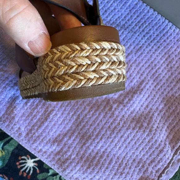 🤎 Naturalizer Leather Platform Sandals Brown Espadrille Ankle Strap 7.5 - Picture 7 of 9